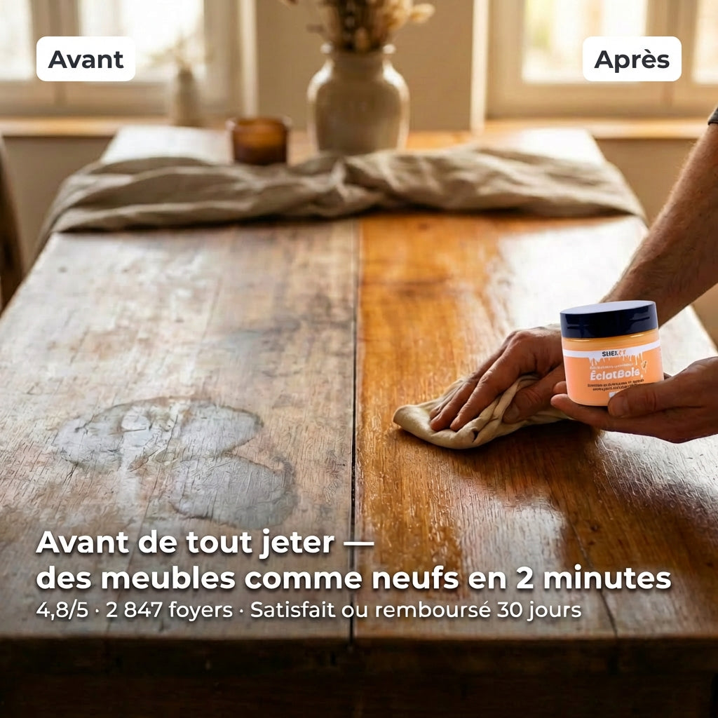 ÉclatBois - Vos meubles ne sont pas foutus. Ils ont juste besoin de 2 minutes.